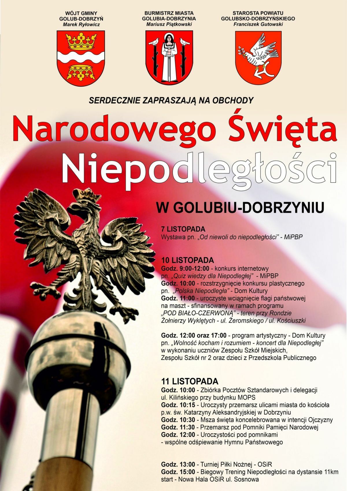 Zaproszenie na uroczyste obchody Narodowego Święta Niepodległości