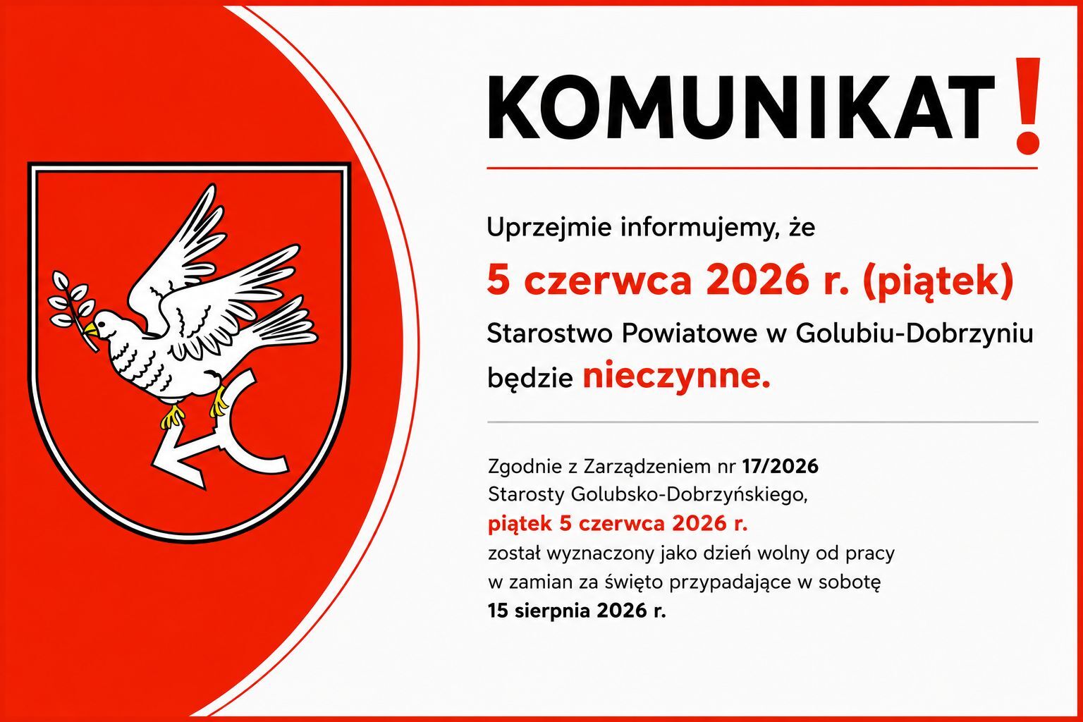 Informacja o dniu wolnym