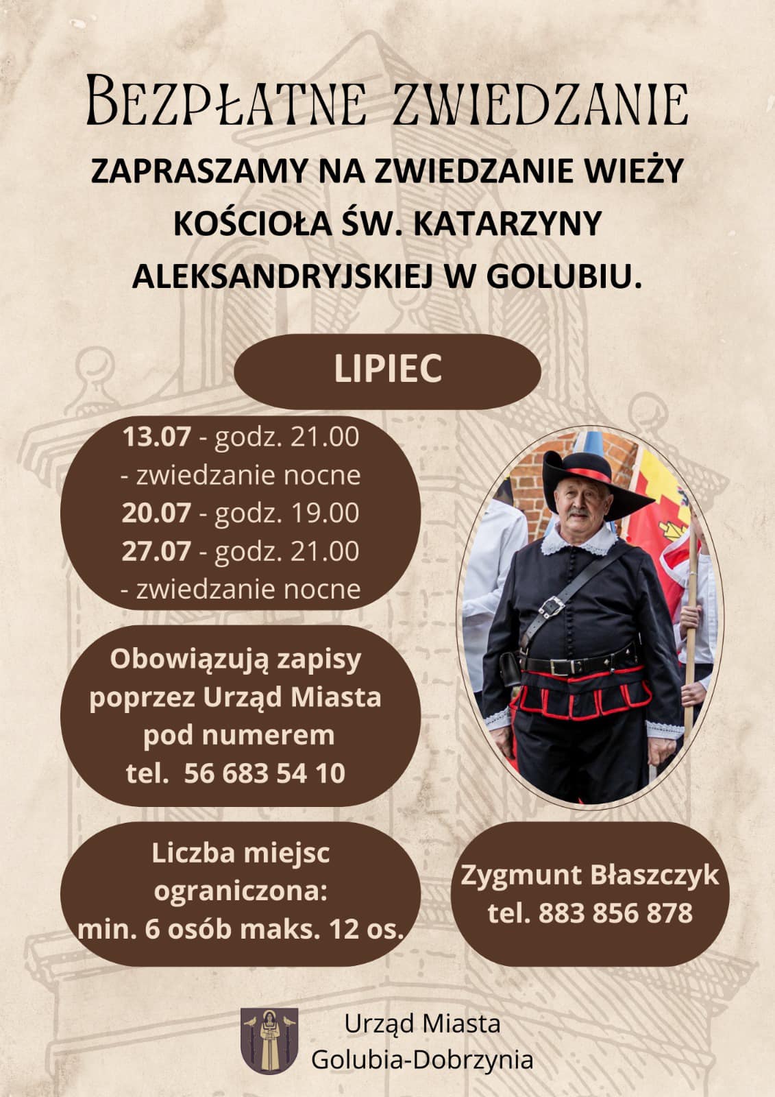 Bezpłatne zwiedzanie wieży kościoła św. Katarzyny Aleksandryjskiej w Golubiu